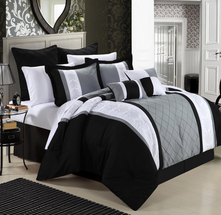 Black and grey bedspread - b