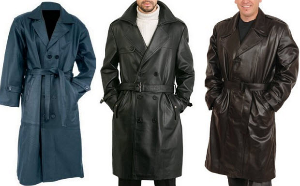 mens leather trench coats