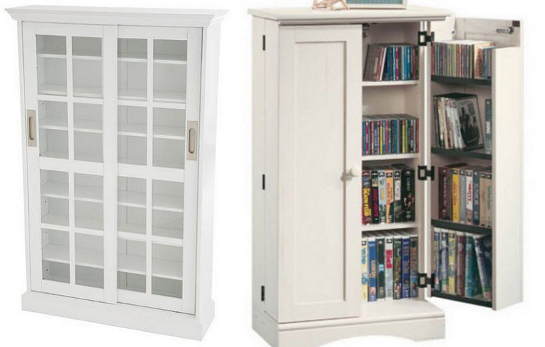 white dvd storage cabinet