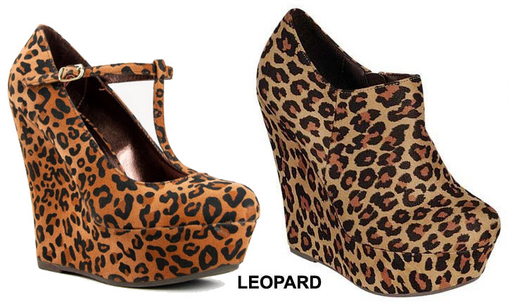 womens leopard wedge shoes